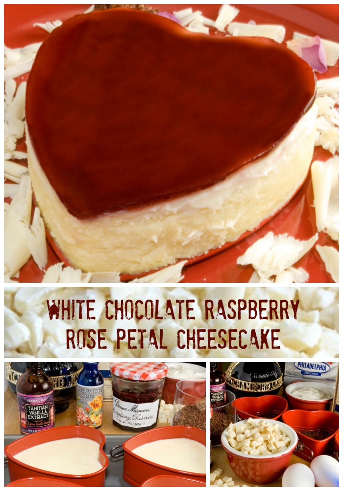 Luscious White Chocolate and Raspberry Rose Petal Cheesecake
