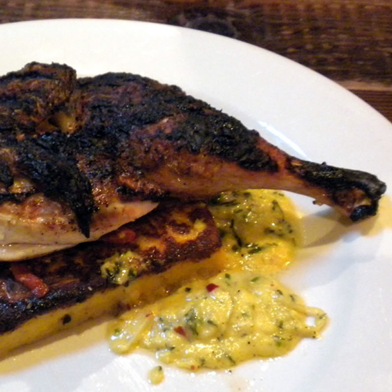 Smith Gastro Pub: Brick Chicken with Polenta, Cream Corn, and Piquillos Capitol Hill Seattle
