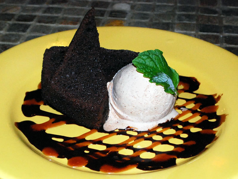 Nuestra Cochina's Grilled Chocolate Chile Poundcake with Cinnamon Ice Cream