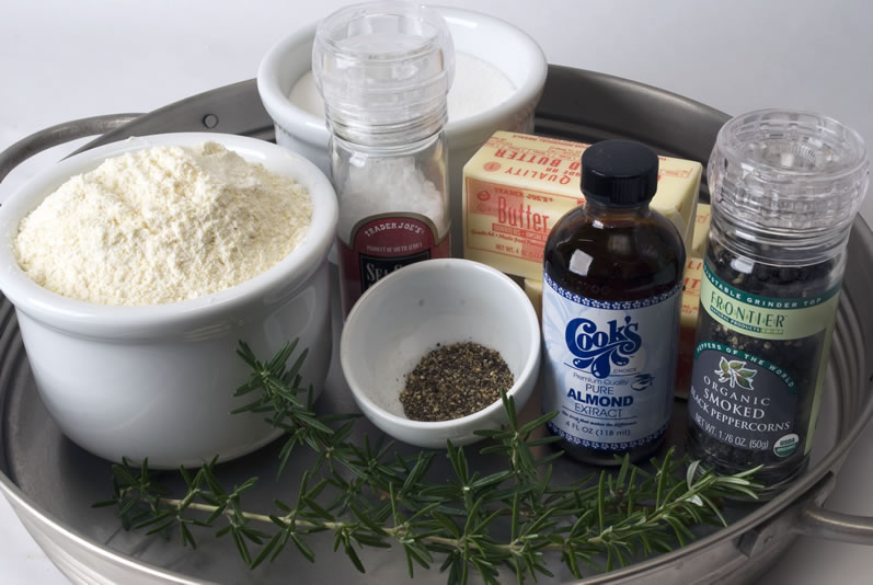 Ingredients for Cornmeal, Black Pepper & Rosemary Butter Cookies
