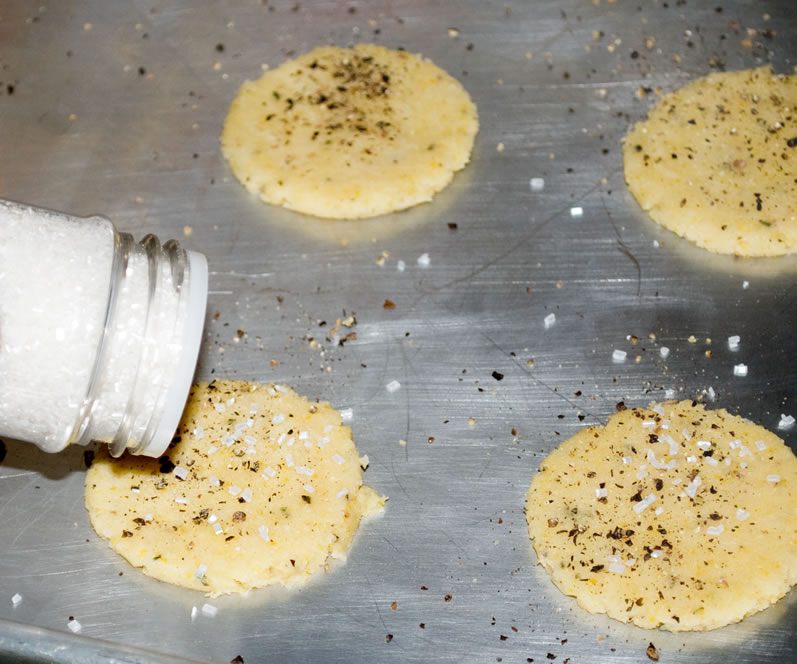 Putting Sprinkles on Top of Cornmeal, Black Pepper & Rosemary Butter Cookies