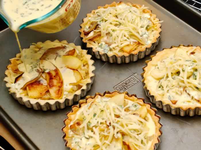 Savory Apple Tart with Onion, Cheddar & Blue Cheese