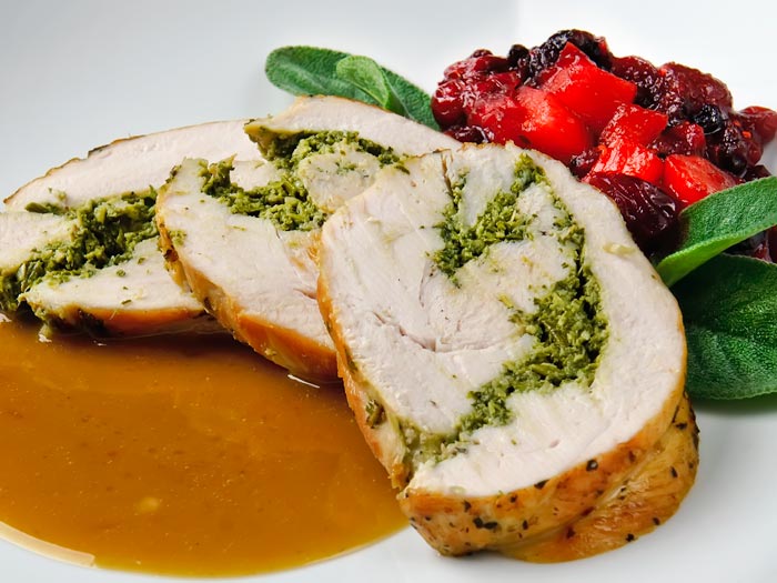 Dry-Cured Breast of Turkey Roulade with Autumn Herbs