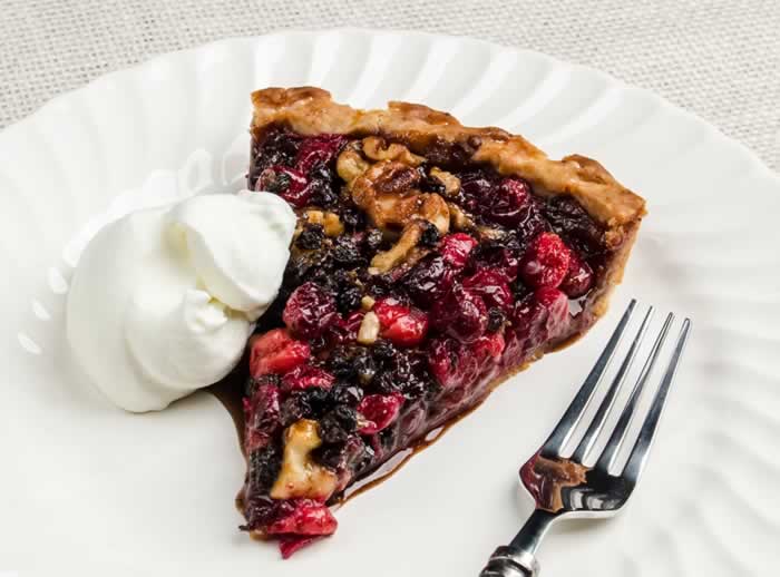 Slice of Decidedly Different Cranberry Walnut Currant Tart