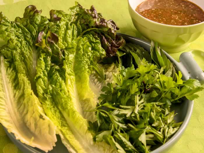 Lettuce Leaves, Fresh Herbs & Nuoc Cham Dipping Sauce