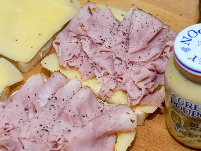 Layered Ham & Cheese for Monte Christo Sandwich