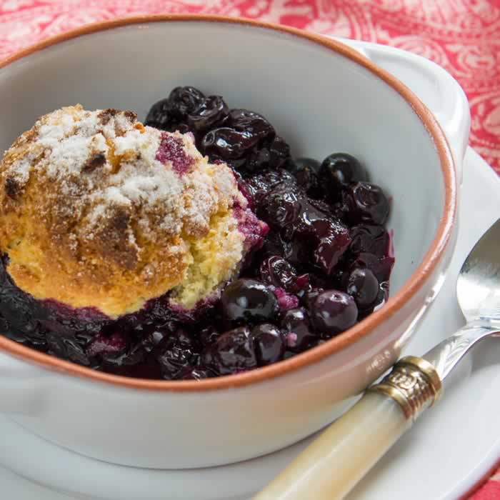 Blueberry Cobbler with Maple, Lemon & Sour Cream Cornmeal Biscuits
