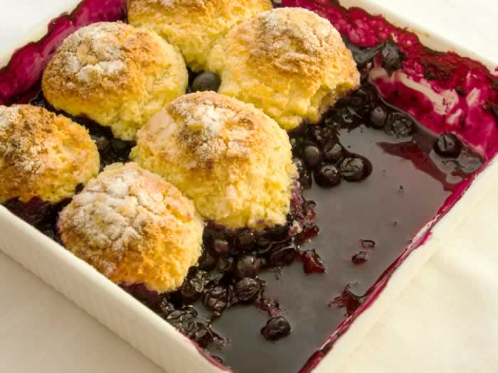  Blueberry Cobbler with Maple, Lemon & Sour Cream Cornmeal Biscuits