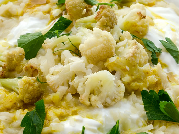 Risotto of Green Garlic, Cauliflower & Moroccan Spices